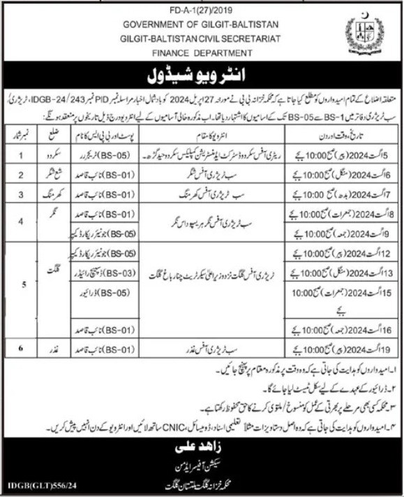 Finance Department Gilgit Jobs In Gilgit 2024 Detail