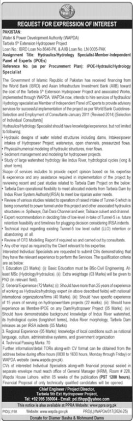 Water And Power Development Authority Jobs In Tarbela 2024 Detail