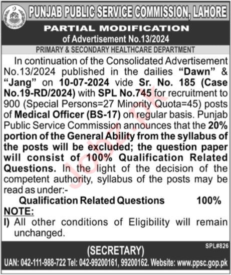 Punjab Public Service Commission Jobs In Lahore 2024 Detail