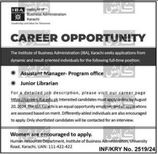 Institute Of Business Administration Jobs In Karachi 2024 Detail