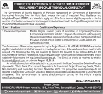 Government Project Jobs In Quetta 2024 Detail