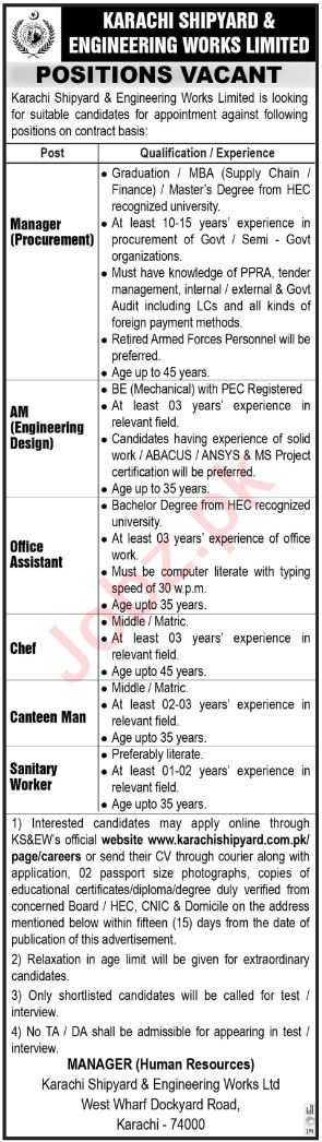 Karachi Shipyard And Engineering Works Jobs In Karachi 2024 Detail
