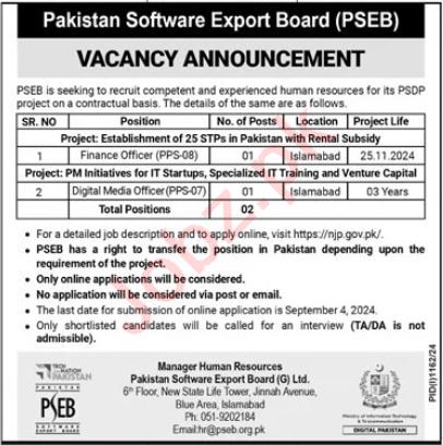 Pakistan Software Export Board Jobs In Islamabad 2024 Detail