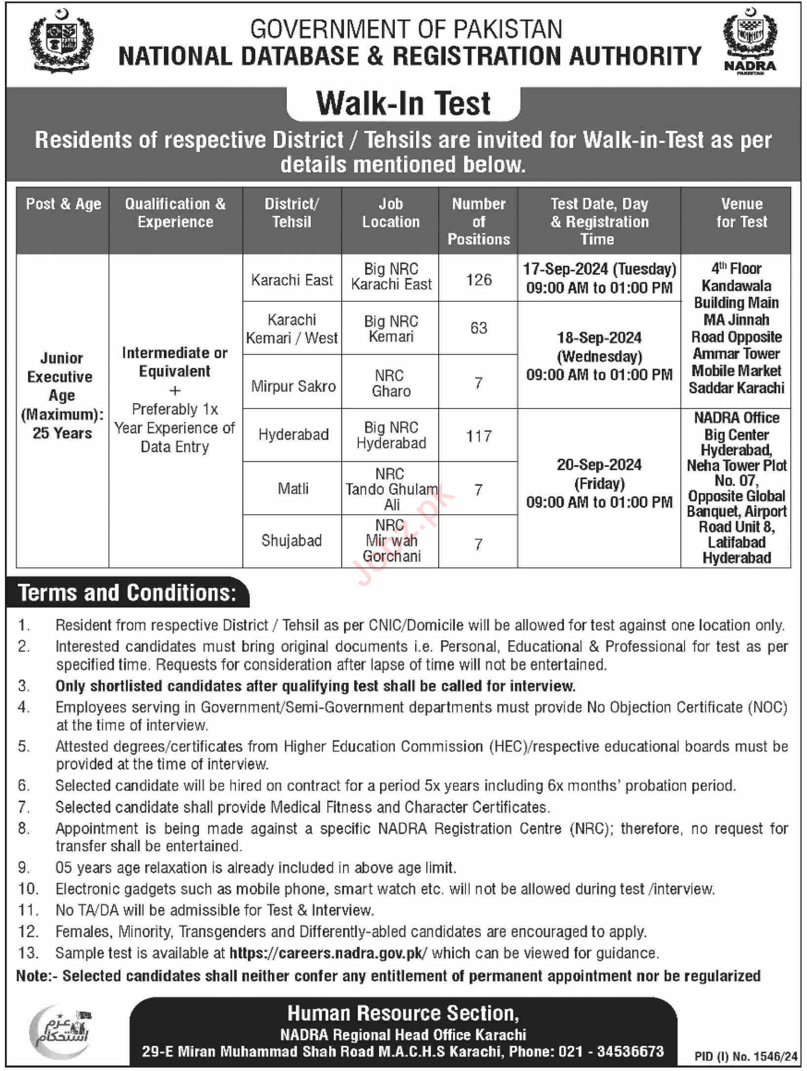 National Database And Registration Authority Jobs In Karachi 2024 Detail