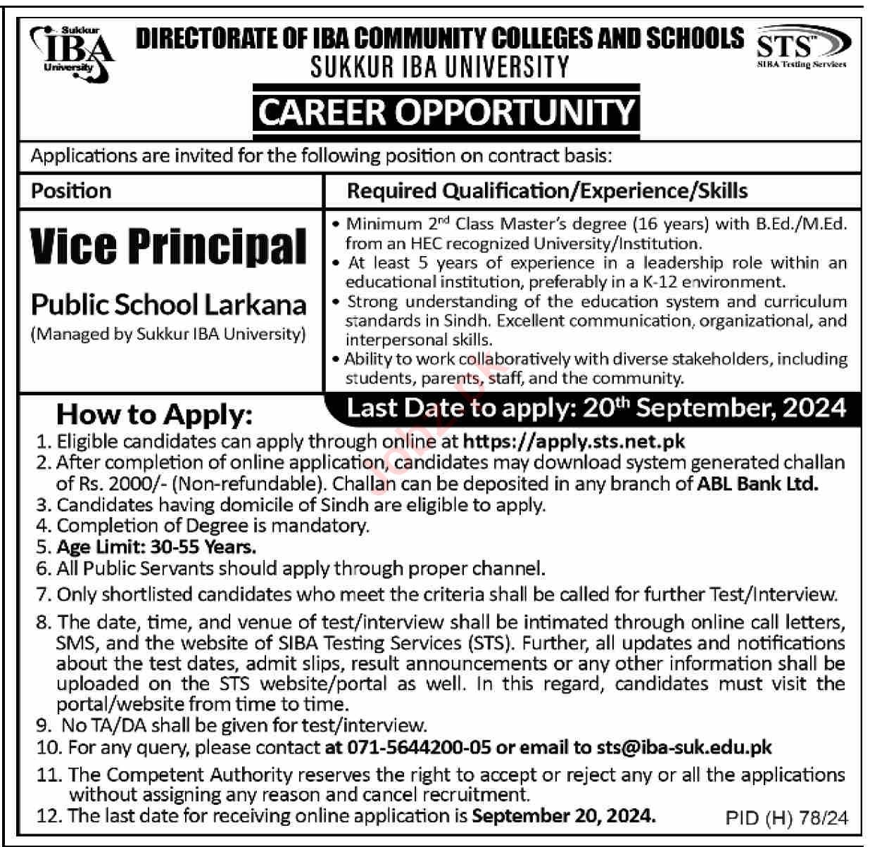 Sukkur IBA University Jobs In Larkana 2024 Detail